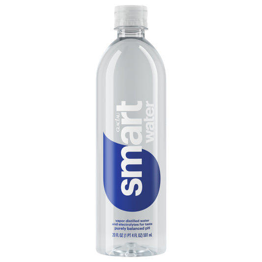 smartwater vapor distilled premium water bottle, 20 fl oz