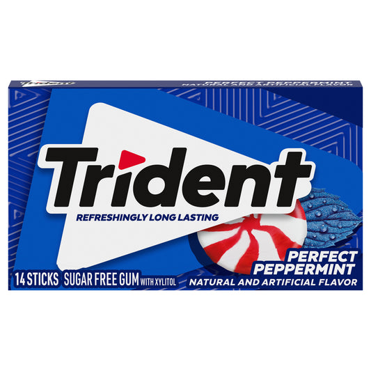 Trident Perfect Peppermint Sugar Free Gum, 14 Piece Pack