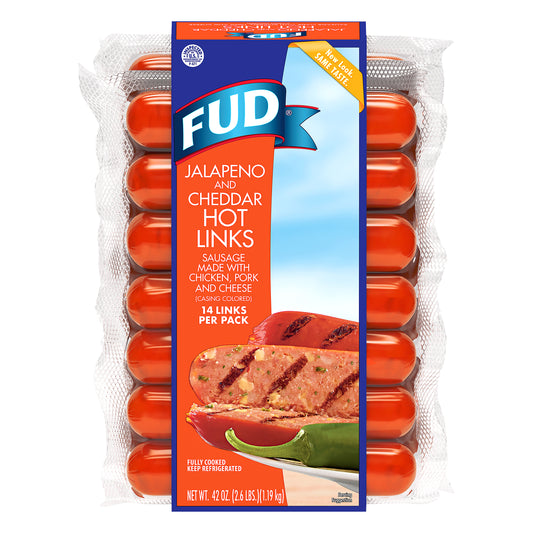 FUD Jalapeno and Cheddar Hot Links 14 ea