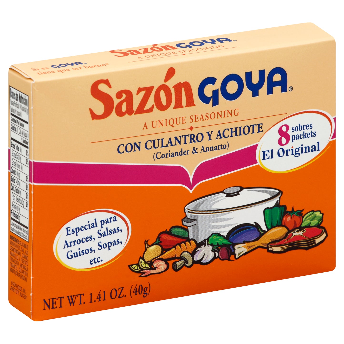 Sazon Goya Coriander & Annatto Seasoning 8 ea