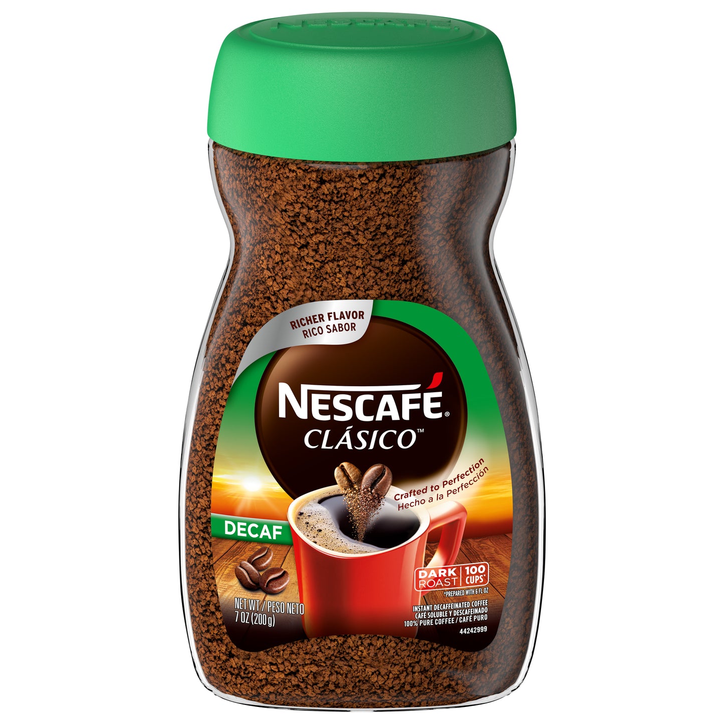 Café instantáneo descafeinado Nescafé Clásico tostado oscuro, 200 g