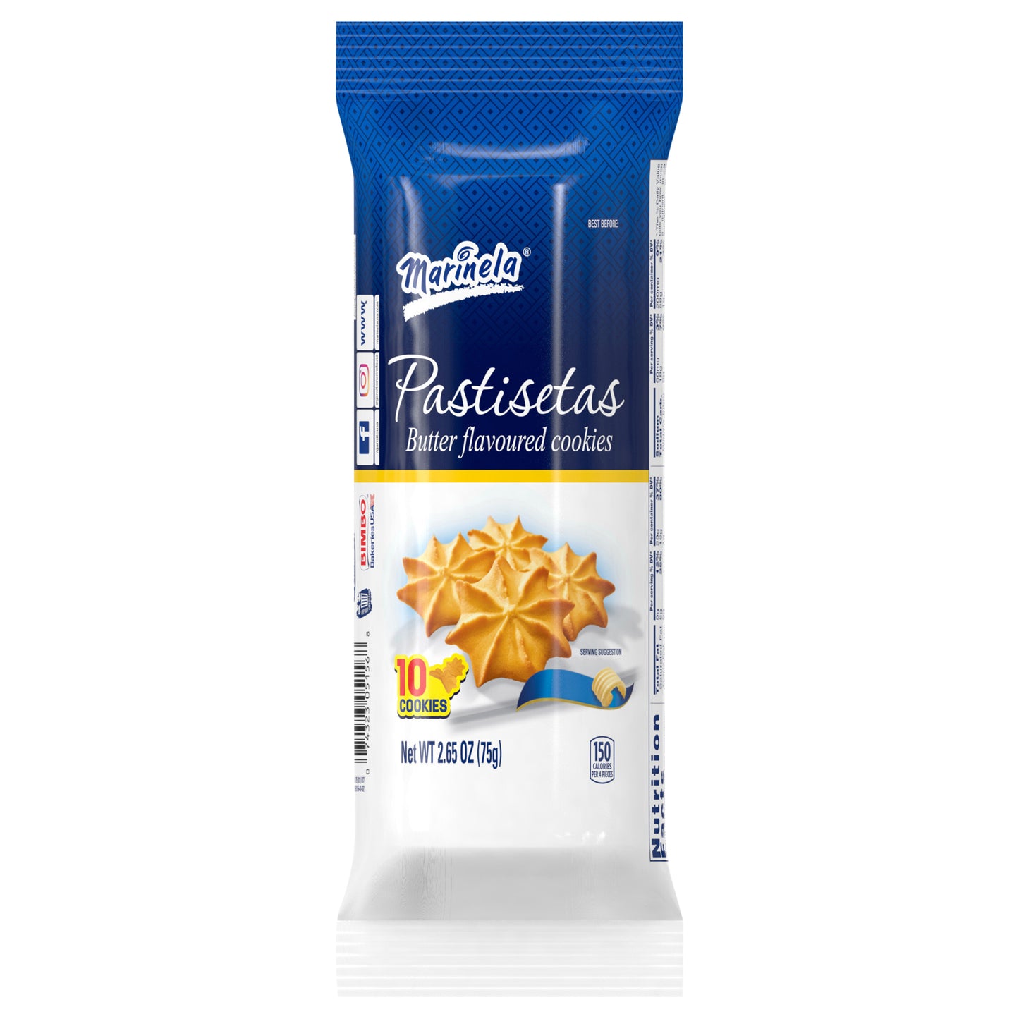 Marinela Pastisetas Butter Flavored Cookies, 10 count, 2.65 oz