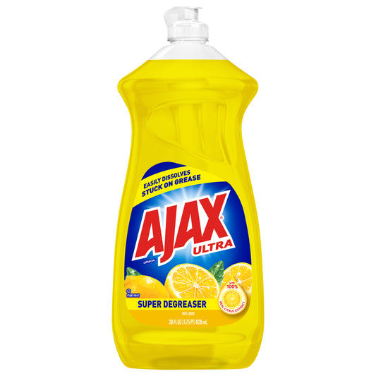 Ajax Ultra Super Degreaser Liquid Dish Soap, Lemon - 28 Fluid Ounce