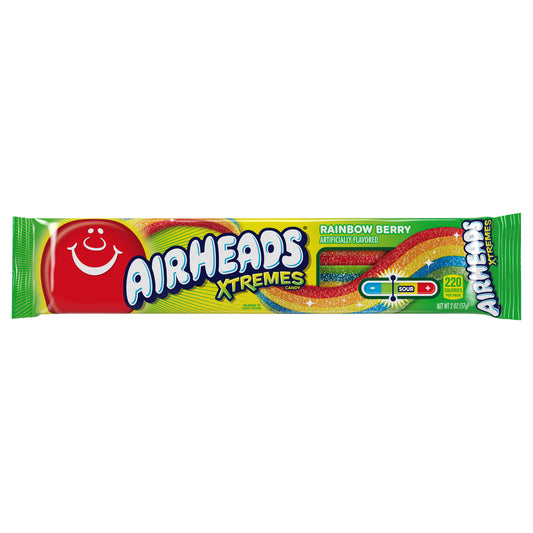 Airheads Xtremes Sweetly Sour Rainbow Berry Flavor Candy Belts