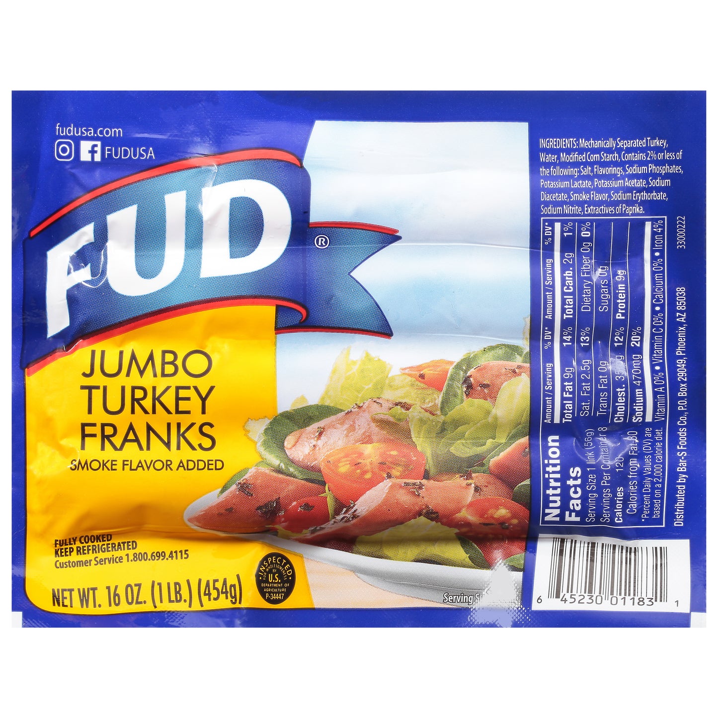 FUD Jumbo Turkey Franks 16 oz