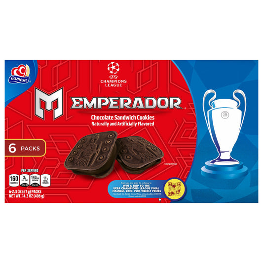 Gamesa Emperador Sandwich Cookies Chocolate Naturally And Aritifically Flavored 2.3 Oz 6 Count