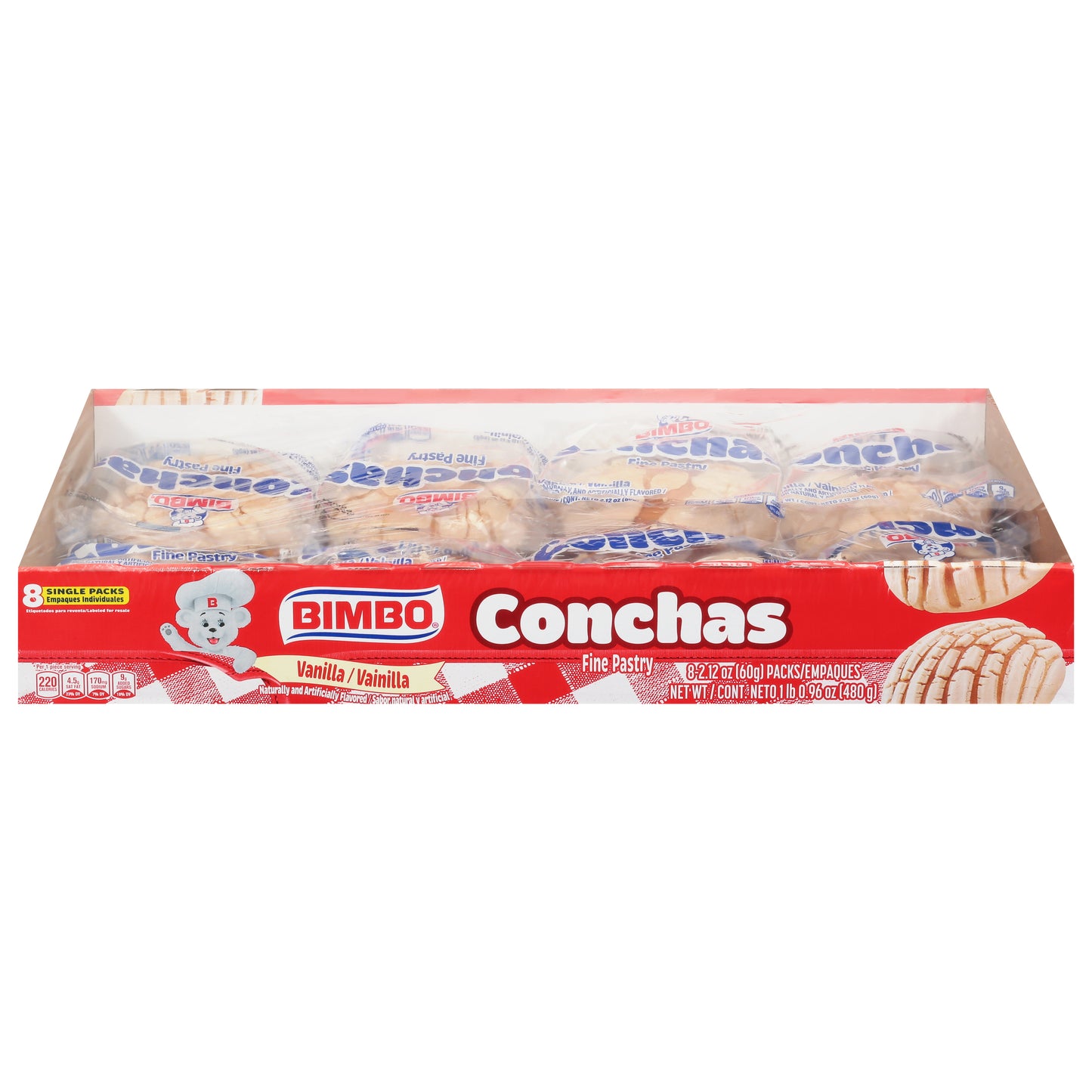 Bimbo Vanilla Conchas 8 - 2.12 oz Packs