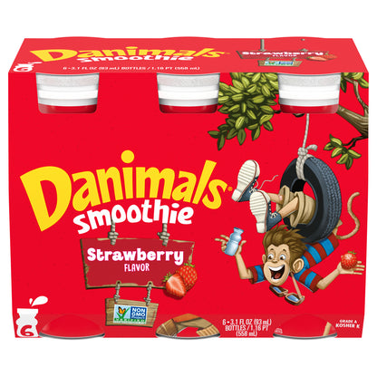Danimals Strawberry Explosion Smoothies, 3.1 Oz. Bottles, 6 Count