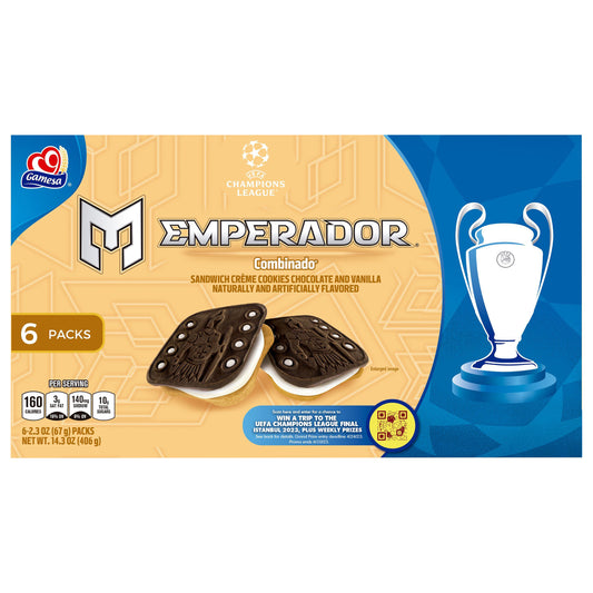 Gamesa Emperador Sandwich Crème Cookies Chocolate And Vanilla Naturally And Artificially Flavored 2.3 Oz 6 Count