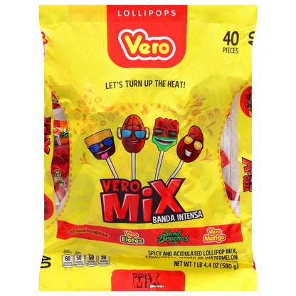 Vero Mix Strawberry, Mango or Watermelon Lollipops 40 Pieces