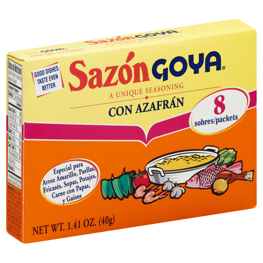 Sazon Goya Con Azafran Seasoning 8 ea