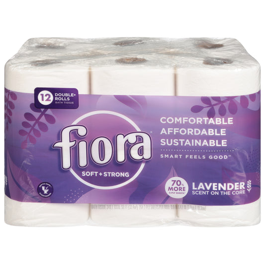 Fiora 2-Ply Double+ Rolls Soft + Strong Lavender Scent Bath Tissue 12 ea