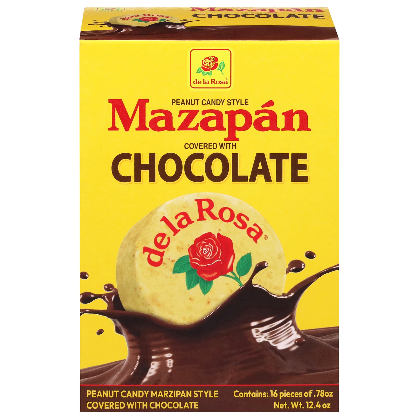 Dulce de cacahuete De La Rosa estilo mazapán cubierto de chocolate 16 - 0.78 oz cada uno