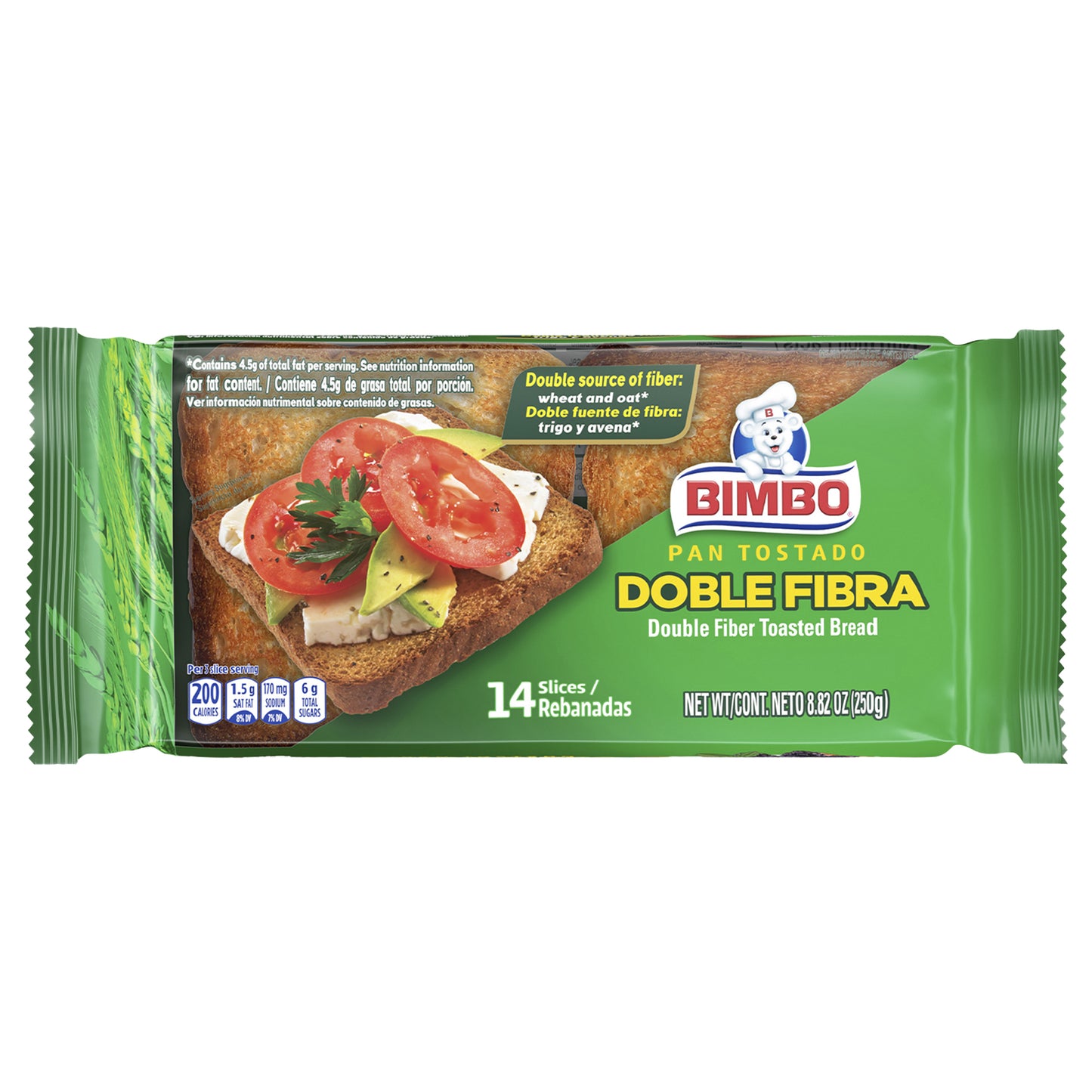 Bimbo Pan Tostado Doble Fibra Double Fiber Toasted Bread, 14  count, 8.82 oz