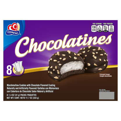 Gamesa Chocolatines Marshmellow Cookies Chocolate Flavored 1.4 Oz 8 Count