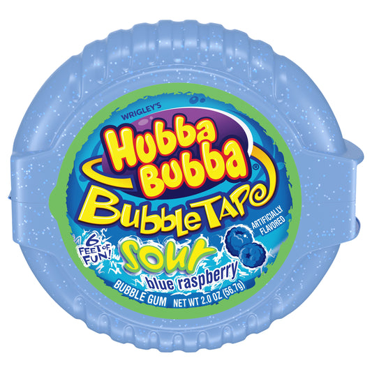 HUBBA BUBBA Sour Blue Raspberry Bubble Gum Tape, 2 oz
