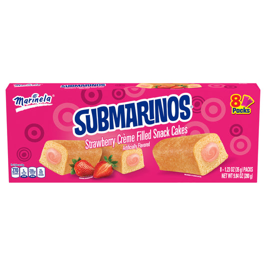 Marinela Submarines Strawberry Crème Filled Snack Cakes, 8 count, 9.84 oz