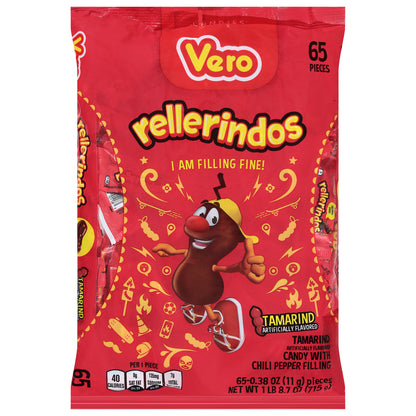 Vero Rellerindos Tamarind Candy with Chili Pepper Filling 65 - 0.38 oz Pieces