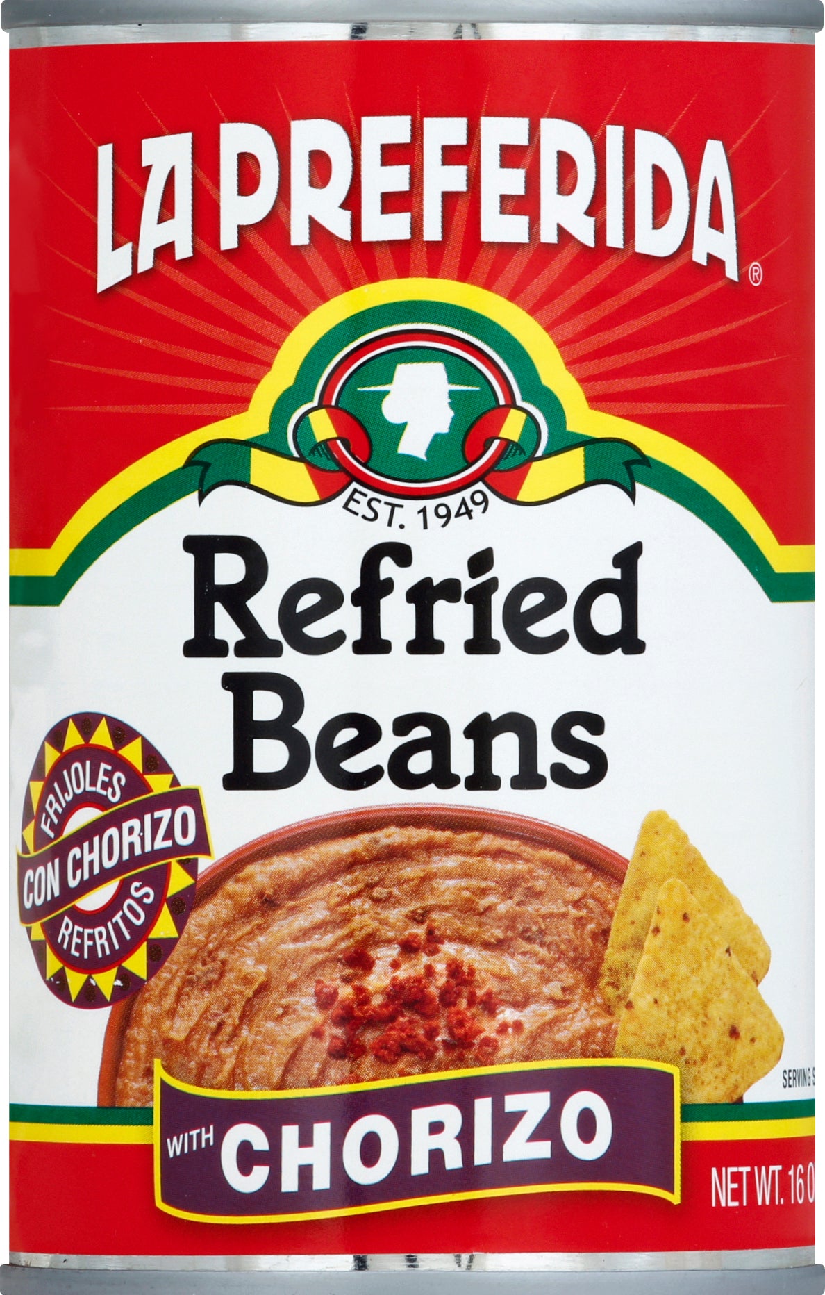 La Preferida Refried Beans 16 oz - Chorizo