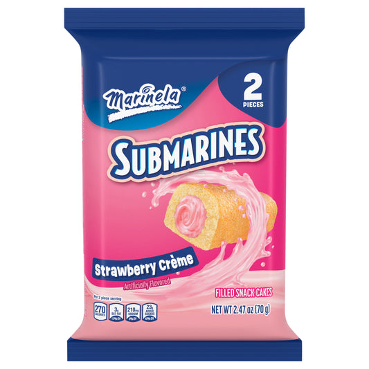 Marinela Submarines Strawberry Crème Filled Snack Cakes, 2 count, 2.47 oz
