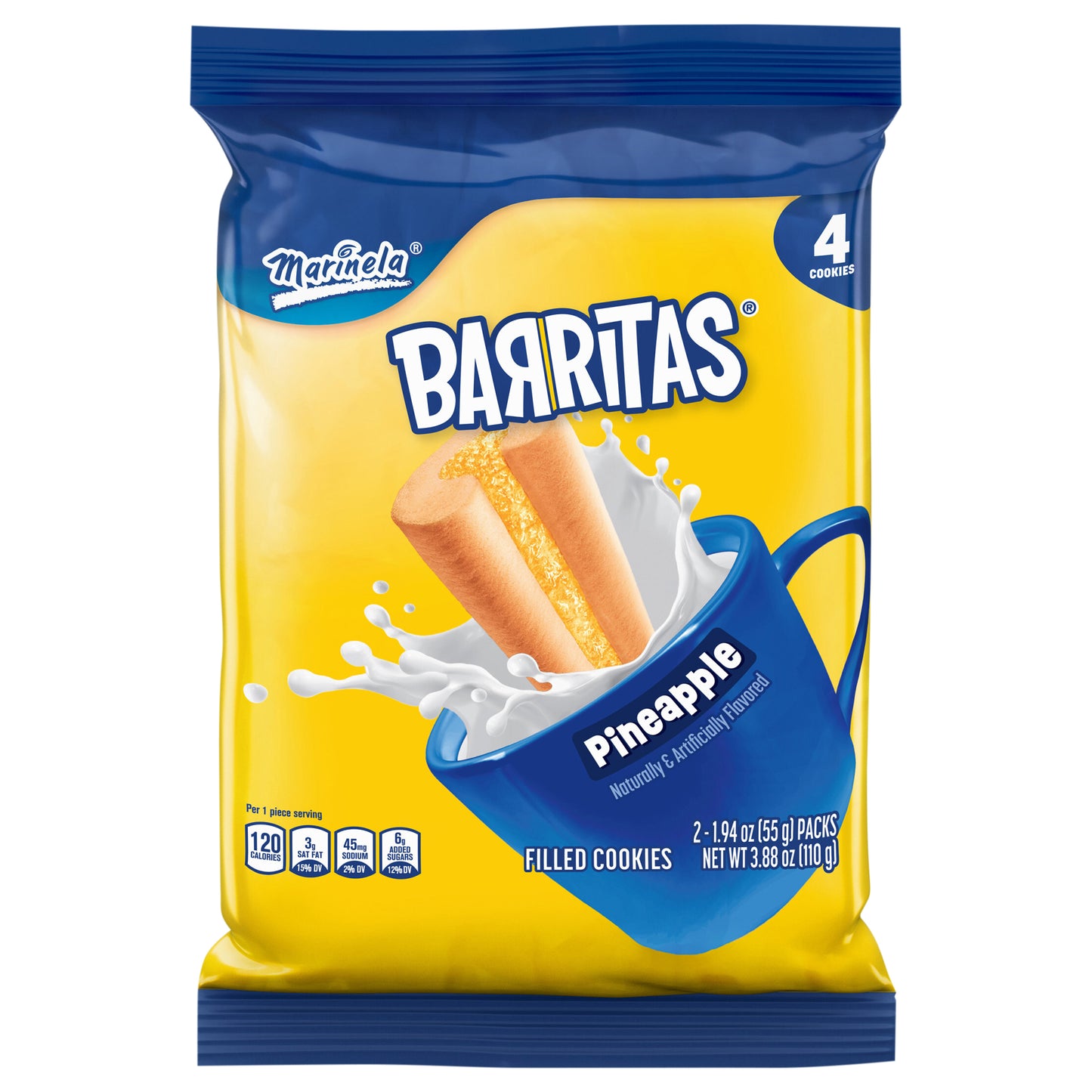 Marinela Barritas Piña Filled Cookies, 2 packs, 3.88 oz
